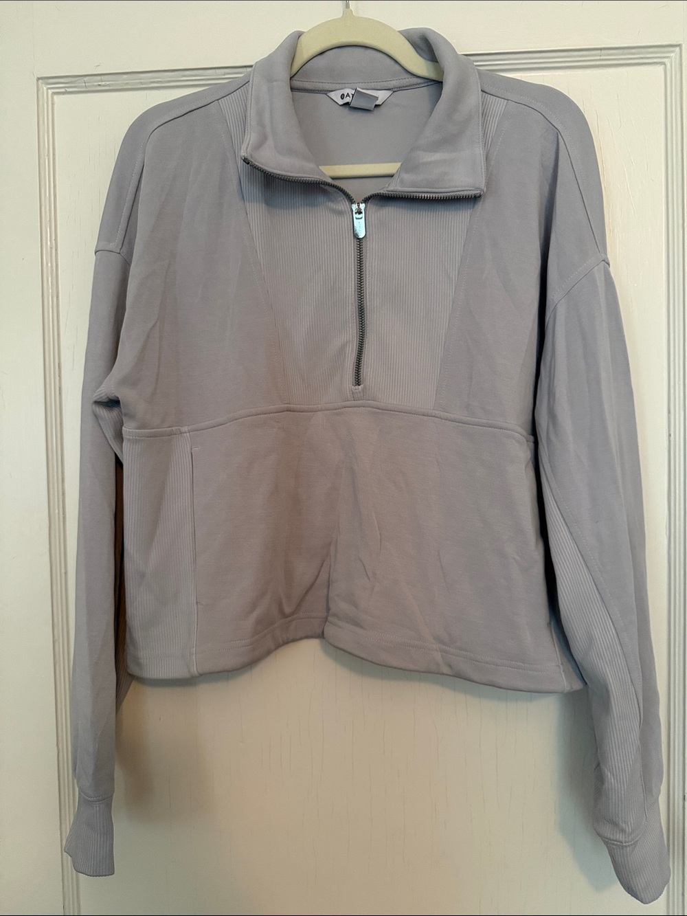 Athleta Light Gray Quarter-Zip Pullover